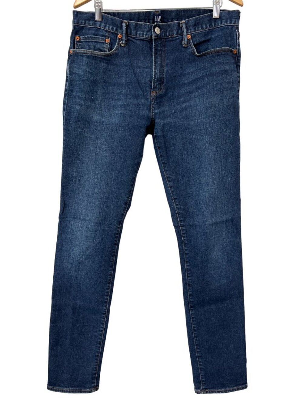GAP Jeans 34x34 Denim Slim Straight Blue Dark Wash Cotton Work Mid Rise Classic